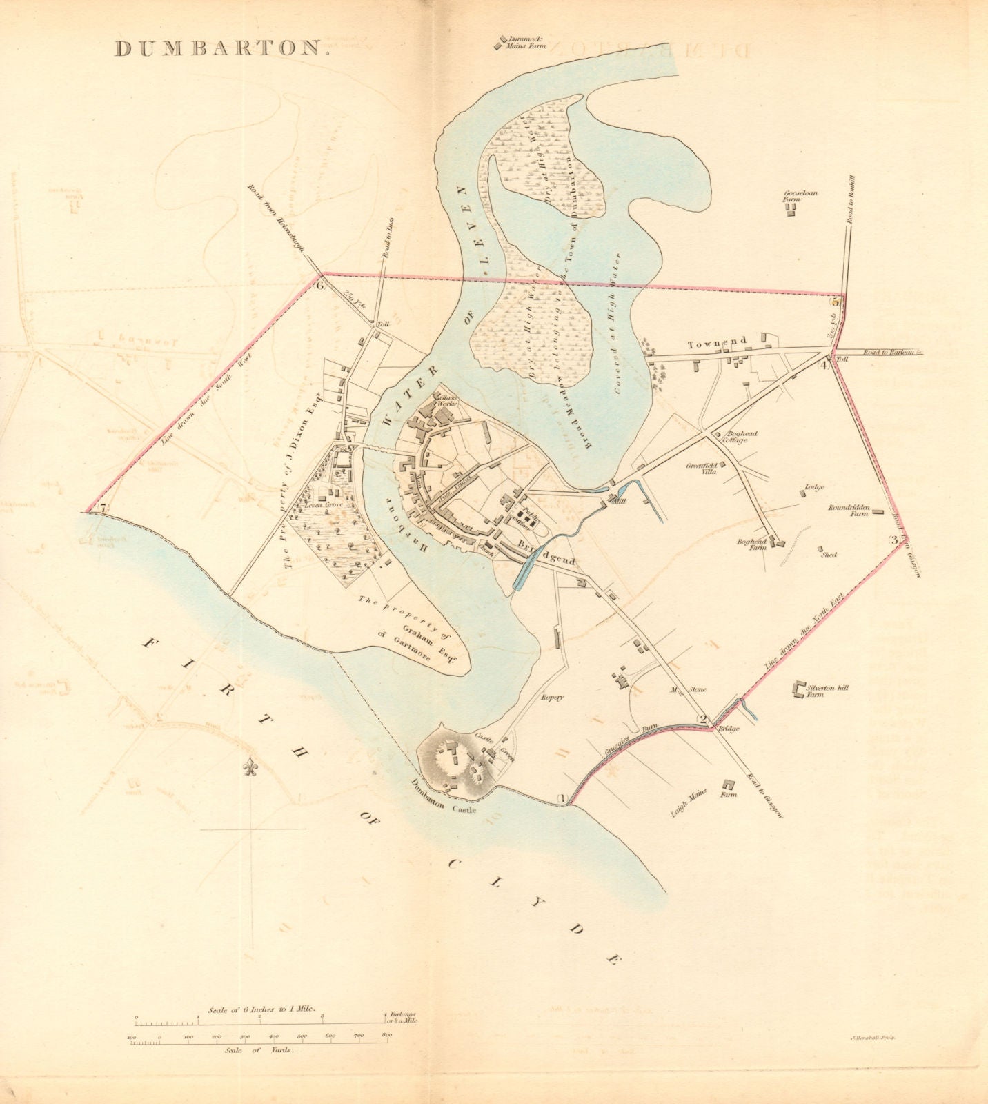 DUMBARTON borough/town plan for the REFORM ACT. Scotland 1832 old antique map